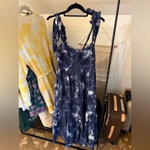 LoveShackFancy Blue and White Midi Dress